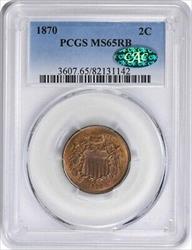 1870 Two Cent Piece MS65RB PCGS (CAC)