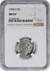 1936-S Buffalo Nickel MS67 NGC