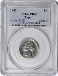 1942 Jefferson Nickel Type 1 PR66 PCGS