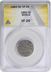 1883 Shield Nickel VF25 ANACS