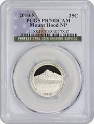 2010-S Mount Hood Quarter PR70DCAM Clad PCGS (Flag Label)