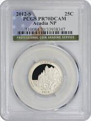 2012-S Acadia Quarter PR70DCAM Clad PCGS (Flag Label)