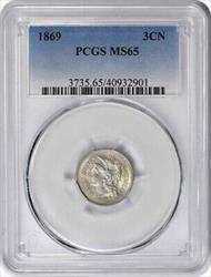1869 Three Cent Nickel MS65 PCGS