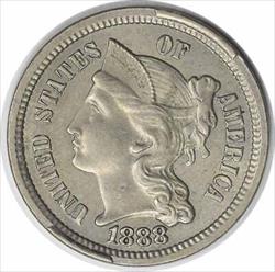 1888 Three Cent Nickel MS60 Uncertified #921