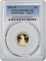 2021-W $5 American Gold Eagle Type 1 PR69DCAM PCGS