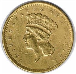 1856 $1 Gold Type 3 EF Uncertified #214