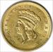 1856 $1 Gold Type 3 EF Uncertified #215