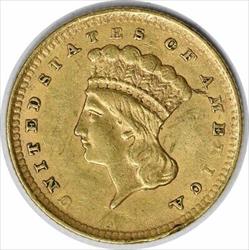 1856 $1 Gold Type 3 EF Uncertified #219