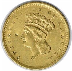 1856 $1 Gold Type 3 EF Uncertified #220