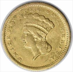 1856 $1 Gold Type 3 EF Uncertified #221