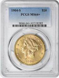 1904-S $20 Gold Liberty Head MS64+ PCGS