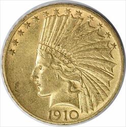 1910 $10 Gold Indian AU58 Uncertified #1057