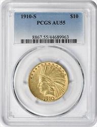 1910-S $10 Gold Indian AU55 PCGS