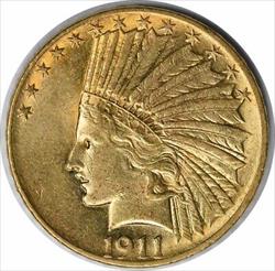 1911 $10 Gold Indian AU58 Uncertified #150