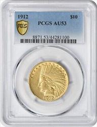 1912 $10 Gold Indian AU53 PCGS
