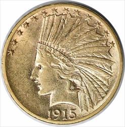 1915 $10 Gold Indian AU Uncertified #209