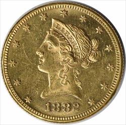 1882 $10 Gold Liberty Head MS60 Uncertified #303