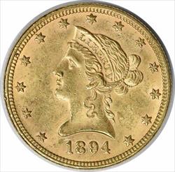 1894 $10 Gold Liberty Head AU58 Uncertified #324