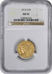 1913-S $5 Gold Indian AU53 NGC