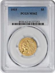 1915 $5 Gold Indian MS62 PCGS