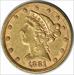 1881 $5 Gold Liberty Head AU Uncertified #1150