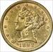 1892 $5 Gold Liberty Head AU58 Uncertified #221