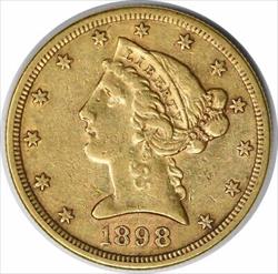 1898-S $5 Gold Liberty Head EF Uncertified #254