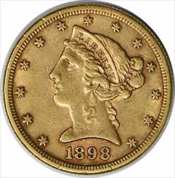 1898-S $5 Gold Liberty Head EF Uncertified #255