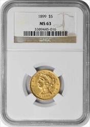 1899 $5 Gold Liberty Head MS63 NGC