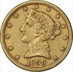 1899-S $5 Gold Liberty Head EF Uncertified #332