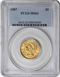 1907 $5 Gold Liberty Head MS63 PCGS