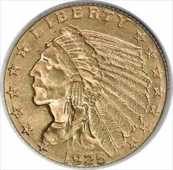 1925 D $2.50  Indian AU Slider Uncertified #1054