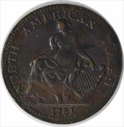 1781 North American Token EF Copper Uncertified #238