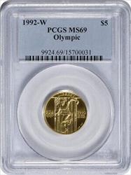 1992-W Olympic Commemorative $5 Gold MS69 PCGS