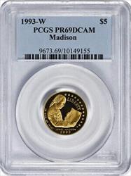 1993-W Madison Commemorative $5 Gold PR69DCAM PCGS