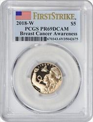 2018-W Breast Cancer Awareness Commemorative $5 Gold PR69DCAM First Strike PCGS