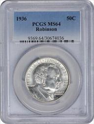 Robinson Commemorative Silver Half Dollar 1936 MS64 PCGS