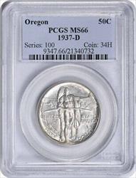 Oregon Commemorative Silver Half Dollar 1937-D MS66 PCGS