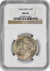 Iowa Commemorative Silver Half Dollar 1946 MS64 NGC