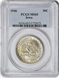 Iowa Commemorative Silver Half Dollar 1946 MS65 PCGS