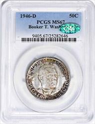 Booker T. Washington Commemorative Silver Half Dollar 1946-D MS67 PCGS (CAC)