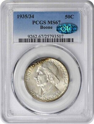 Boone Commemorative Silver Half Dollar 1935/1934 MS67 PCGS (CAC)