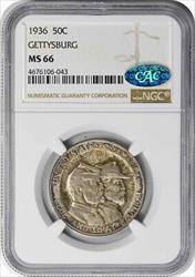 Gettysburg Commemorative Half Dollar 1936 MS66 NGC (CAC)