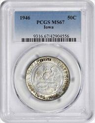 Iowa Commemorative Silver Half Dollar 1946 MS67 PCGS