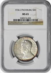Lynchburg Commemorative Silver Half Dollar 1936 MS65 NGC