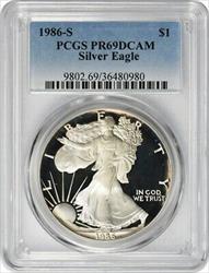 1986-S $1 American Silver Eagle PR69DCAM PCGS