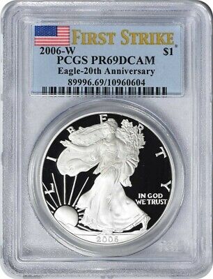 2006-W $1 American Silver Eagle 20th Anniversary PR69DCAM First Strike PCGS