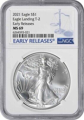 2021 $1 American Silver Eagle Type 2 MS69 Early Releases NGC