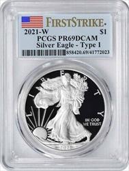 2021-W $1 American Silver Eagle Type 1 PR69DCAM First Strike PCGS