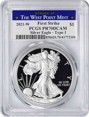 2021-W $1 American Silver Eagle Type 1 PR70DCAM First Strike PCGS (Struck at West Point Label)